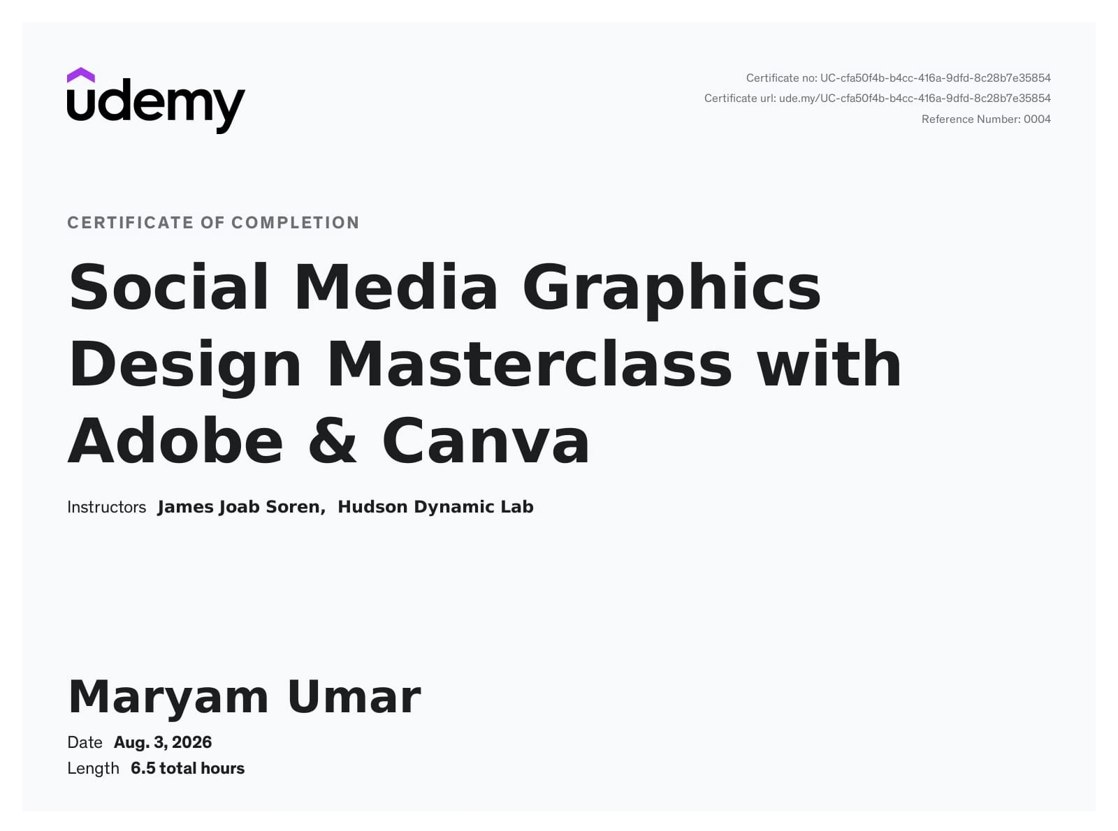 Graphics certificate